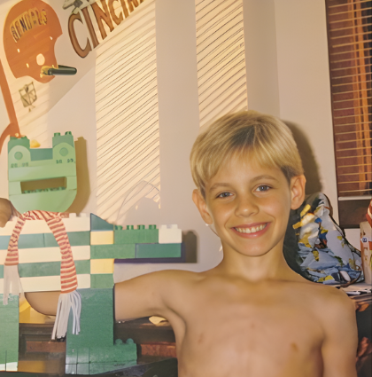 Matt Furie with his first LEGO FROG creation